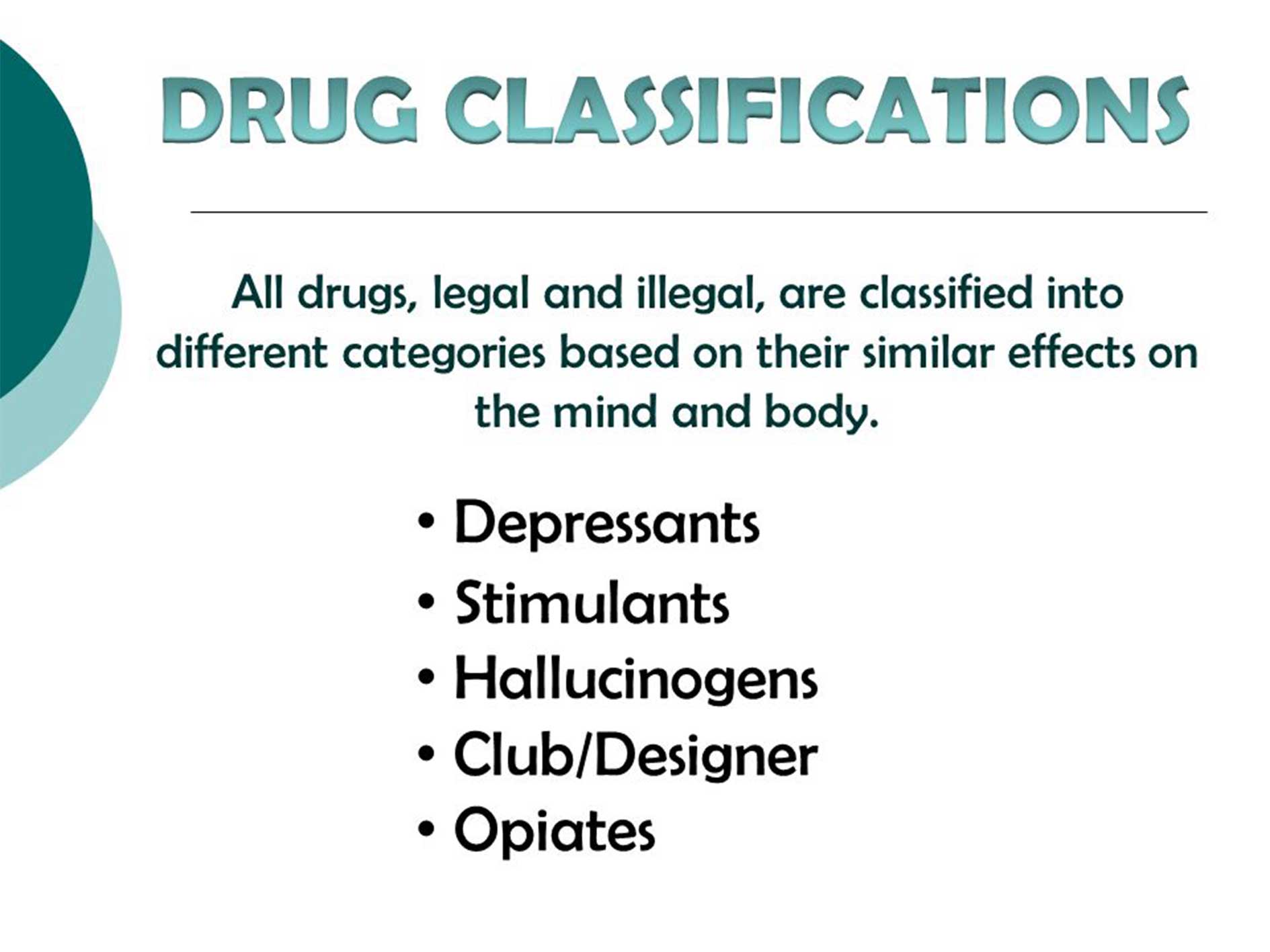 What are drug classifications florida