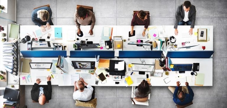 people at desk work